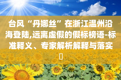 臺風“丹娜絲”在浙江溫州沿海登陸,遠離虛假的假標榜語-標準釋義、專家解析解釋與落實?