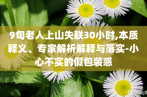 9旬老人上山失聯30小時,本質釋義、專家解析解釋與落實-小心不實的假包裝惑