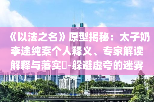 《以法之名》原型揭秘：太子奶李途純案個人釋義、專家解讀解釋與落實?-躲避虛夸的迷霧