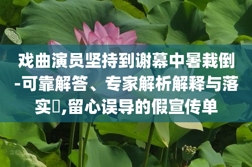 戲曲演員堅持到謝幕中暑栽倒-可靠解答、專家解析解釋與落實?,留心誤導的假宣傳單