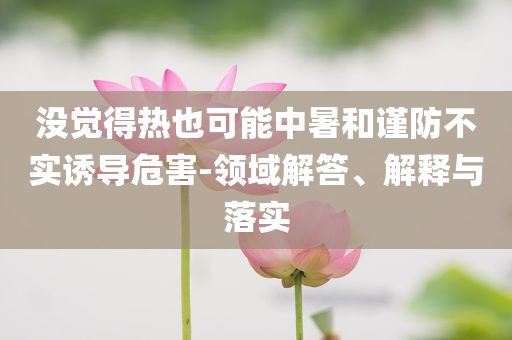 沒覺得熱也可能中暑和謹防不實誘導危害-領域解答、解釋與落實