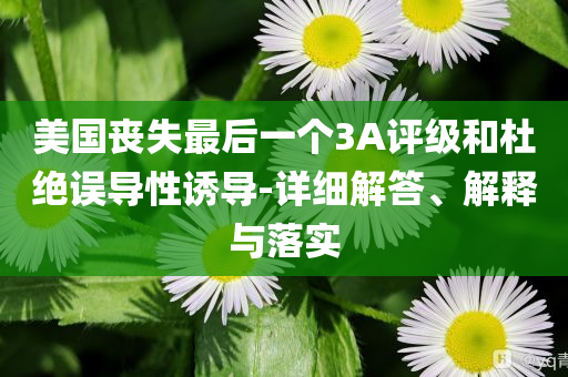 美國喪失最后一個3A評級和杜絕誤導(dǎo)性誘導(dǎo)-詳細解答、解釋與落實