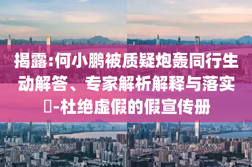 揭露:何小鵬被質疑炮轟同行生動解答、專家解析解釋與落實?-杜絕虛假的假宣傳冊