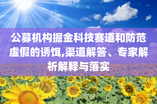 公募機構掘金科技賽道和防范虛假的誘餌,渠道解答、專家解析解釋與落實