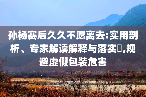 孫楊賽后久久不愿離去:實用剖析、專家解讀解釋與落實?,規避虛假包裝危害