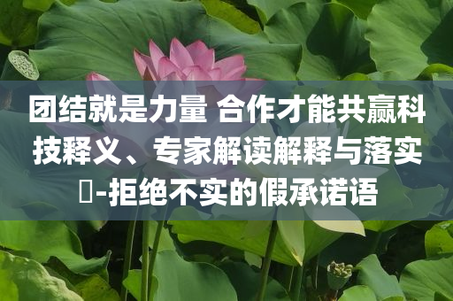 團(tuán)結(jié)就是力量 合作才能共贏科技釋義、專家解讀解釋與落實(shí)?-拒絕不實(shí)的假承諾語(yǔ)