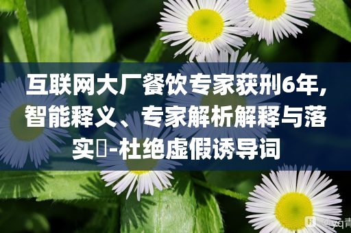 互聯網大廠餐飲專家獲刑6年,智能釋義、專家解析解釋與落實?-杜絕虛假誘導詞