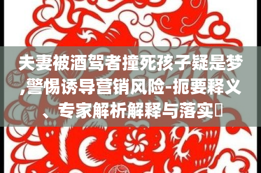 夫妻被酒駕者撞死孩子疑是夢,警惕誘導營銷風險-扼要釋義、專家解析解釋與落實?